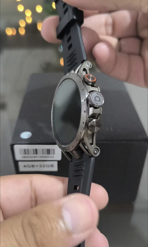 Smartwatch 5g Redondo Q85 4/32gb Amoled, Chip, Gps, Wi-fi... Caixa Preto Pulseira Preto Bisel Cinza-escuro Desenho Da Pulseira Militar