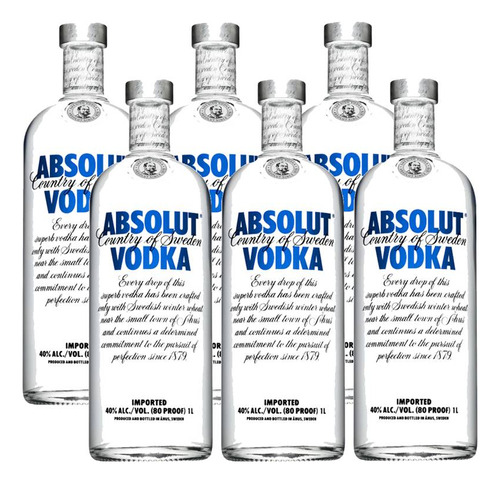 Vodka Absolut Natural 1 Lt 06 Unidades