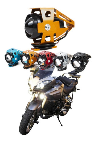 Imagen 1 de 10 de Faro Oro Lupa Led Cree Moto Universal Estrobo U5 125w