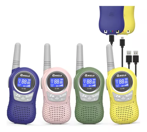 QNIGLO Walkie Talkie para niños recargable paquete de 4 Walkie