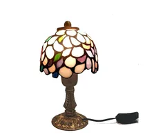 Comprar Lámpara De Mesa Tiffany Glicinas- Velador Vitraux 15cm