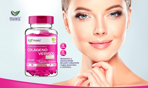 20 Colágeno Verisol C/ Vitaminas C 120 Cápsulas 420mg Muwiz