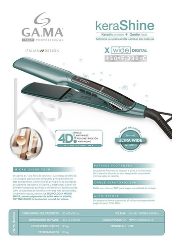 Imagen 6 de 7 de Plancha Alaciadora Gama X-wide Digital 4d Kerashine