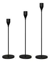 Comprar Juego De 3 Portavelas Cónicos Color Negro Mate,