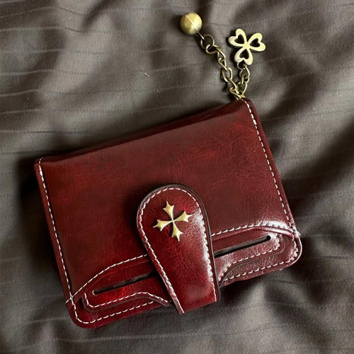 Cartera Pequeña Para Mujer Con Cremallera, Doble, Gótica, Vi