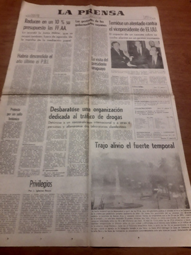 Tapa Diario La Prensa 3 02 1982 Temporal Fuerzas Armadas Pbi