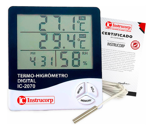 Termo-higrômetro Digital Com Sensor Externo Calibrado
