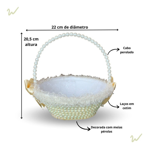 Kit 2 Cestas Floristas De Pérolas Casamento - Cor Champagne