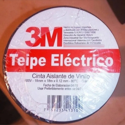 Teipe Eléctrico 3m Original 18 Mts