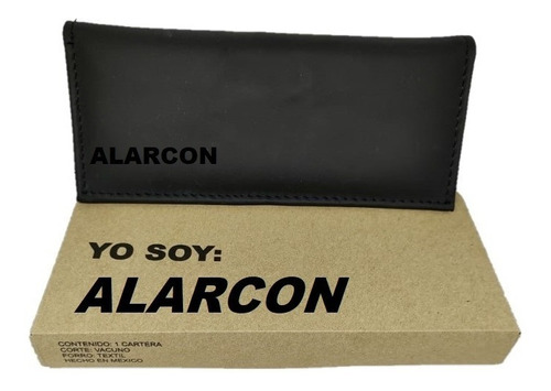 Cartera 100% Piel Dama Apellido Alarcon En Caja