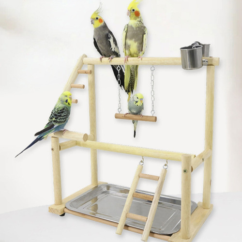 Soporte De Percha Para Loros Con Bandeja De Alimentación De