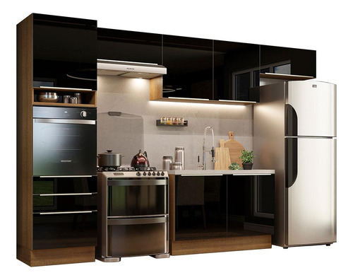 Madesa Gabinete Integral Completa 340cm Lux Rústico/negro 01
