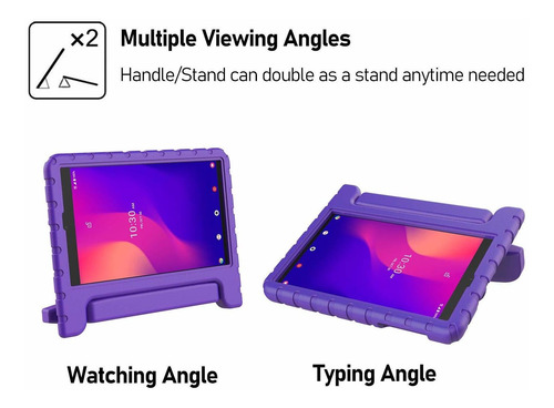 Funda Para Alcatel Joy Tab 2 2020 Con Agarradera Violeta