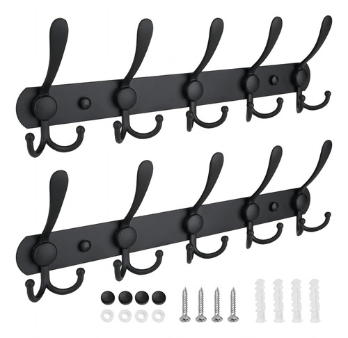 Ticonn Perchero De Pared, Cinco Ganchos Triples Resistentes,