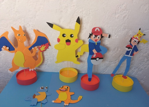 Imagen 1 de 10 de Pokemon Centros De Mesa Adorno Para Torta Pokemon Topper
