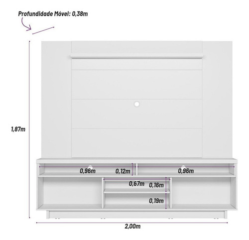 Rack Araçatuba Com Painel Aurora Para Tv Até 60 Polegadas