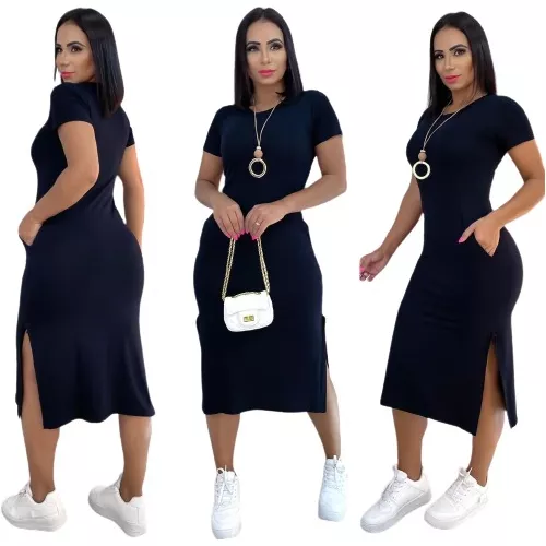 Vestidos roupas feminina detalhe listra labella - R$ 55.00, cor Preto (de  viscolycra) #13261, compre agora