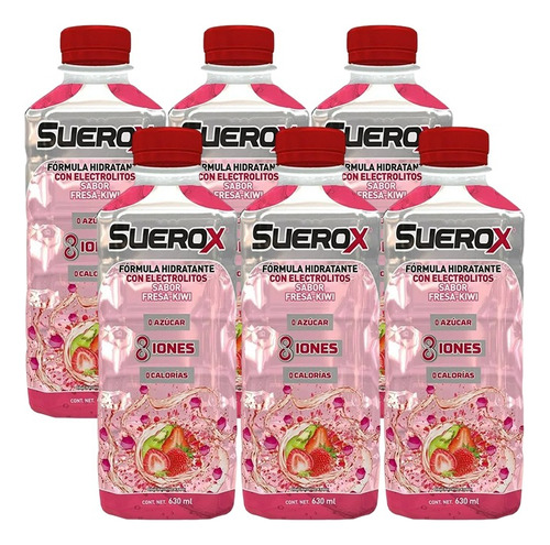Bebida Rehidratante Suerox Fresa Kiwi 6 Pzs De 630 Ml C/u