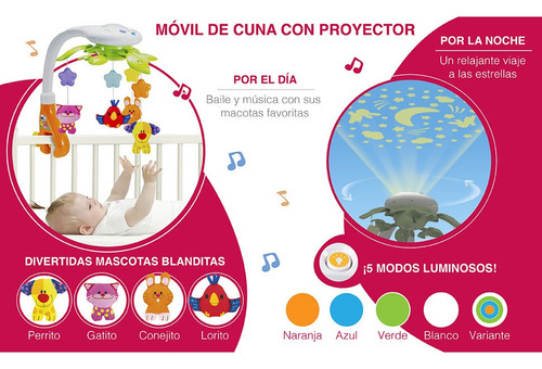 Proyector Movil Para Cuna Musica Luces Y Sonidos Como Nuevo