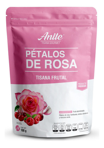 Té Anite tisana frutal en fruta deshidratada Petalos de Rosas 100 g