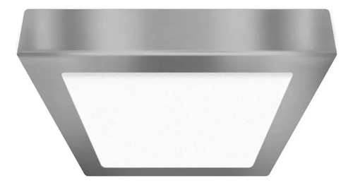 Plafón Cuad. Aplicar Led Acero Platil 30w Tbcin Luz Cálida