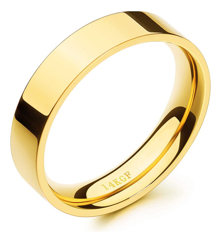 Nokmit 14k Gold Rings For Women, 5mm Men's Wedding Band Ring