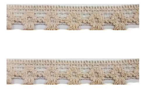 Puntilla X 100 Mts Crochet Algodón De 2 Cms. Blanco Y Crudo