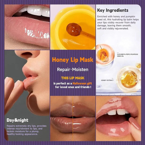 Juego De Bálsamo Labial De Miel, Juego De Máscara De Labios