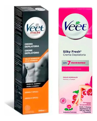 Pack Duo Veet Crema Depiladora De Hombre 200ml Y Mujer 100ml