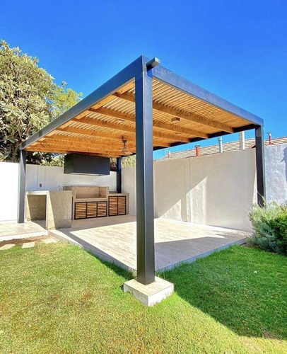 Quincho Modular Estructura Hierro Y Madera 3x3