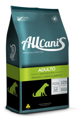 Ração Allcanis Premium Cão Adulto Frango Carne Arroz 10,1kg