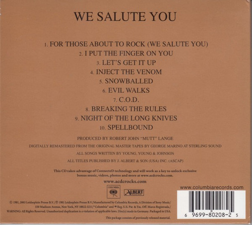 Ac/dc For Those About To Rock We Salute You Cd Nuevo