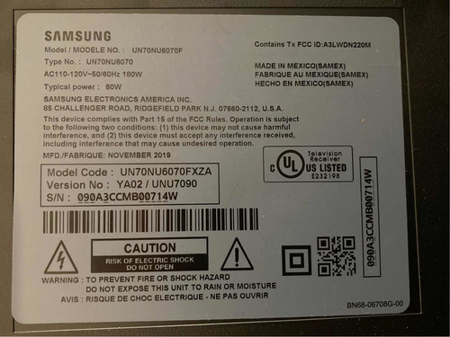 Imagen 8 de 8 de Vendo Main B Y T Video Tv Samsung 70 4k Serie6 Un70nu6070f