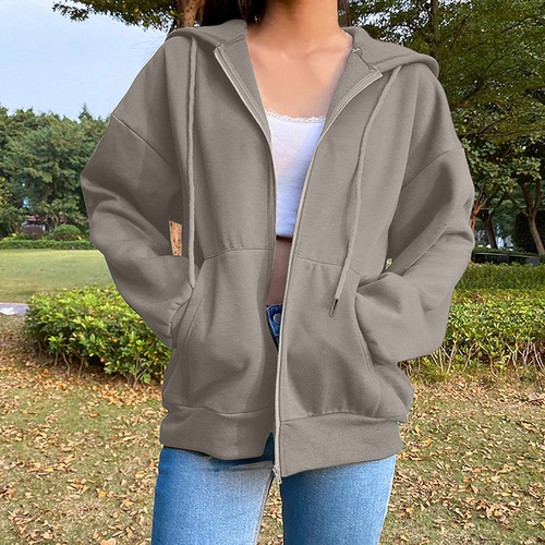 Sudadera De Felpa Con Capucha Lisa Para Mujer, Chamarra HoLG