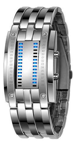 A Reloj Binario Luz Azul Led Electronico Hombre Mujer