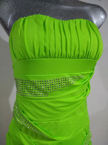 Deb Vestido Strapless Pegadito Verde Fosforescente Talla L | MercadoLibre