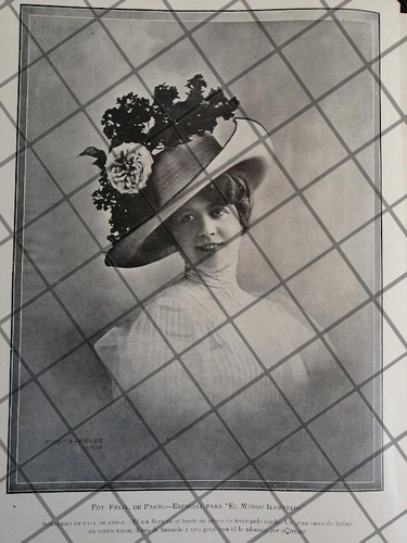Cartel Antiguo 1910 Sombrero Dama. Casa Felix De Paris /4