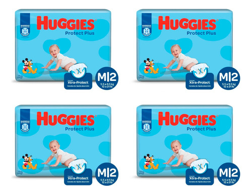 Pañal Huggies Triple Prote Talla M Bulto De 4 Paquetes