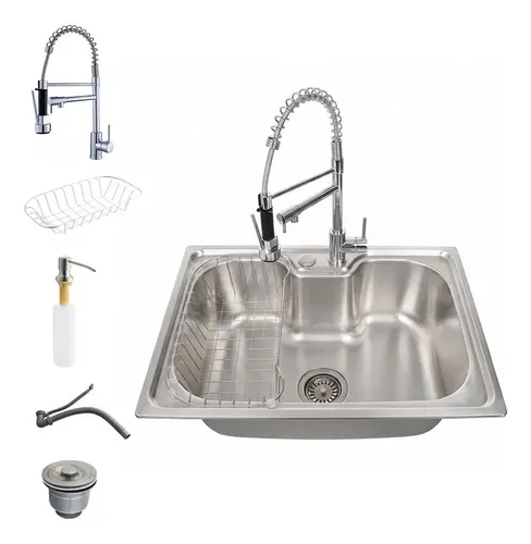 Cuba Pia Gourmet Luxo Aco Inox 42x60cm Torneira Flexivel Monocomando Com Trava Bancada Cozinha Winda