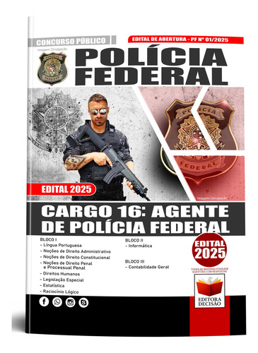 Apostila Concurso Completa Pf - Agente De Polícia Federal - Cargo 16 + Caderno De Provas Anteriores - Editora Decisão - Pronta Entrega