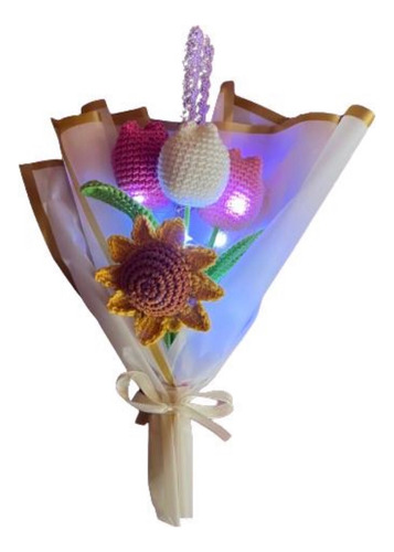 Ramo Flores A Crochet Con Luces