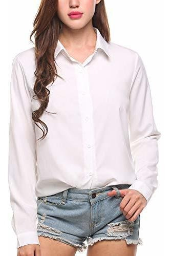 Zeagoo Blusa De Gasa De Manga Larga Con Botones Para Mujer, 