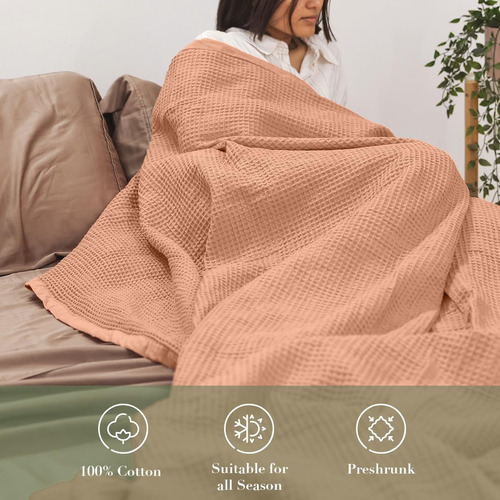 Manta De Algodón Orgánico Gofre Para Cama Y Sofá Moderna