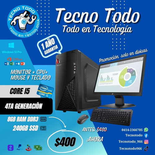 Imagen 4 de 6 de Computadora Cpu Corei5/4ta/8gb/ssd 240gb Nuevo 6mss Garantia