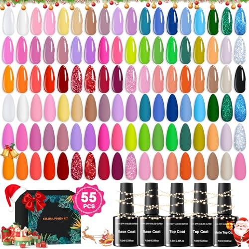 Kit De 60 Esmaltes De Uñas En Gel 55 Colores Con Capa Base M