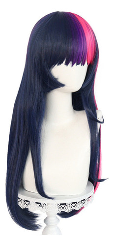 Peluca Larga Lisa Azul Twilight Sparkle Para Cosplay