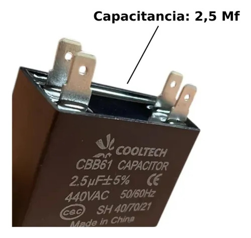 Capacitor Cooltech Cbb61 440 2.5 Mf (10 Unidades)