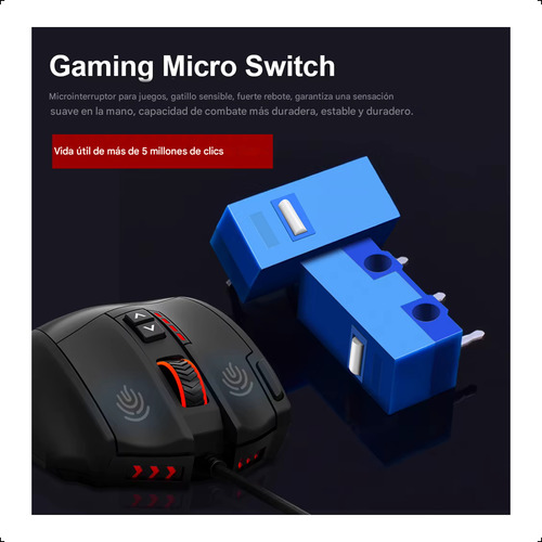 Mouse Gamer Moba 18 Botones Configurable Macros 16400 Dpi 5