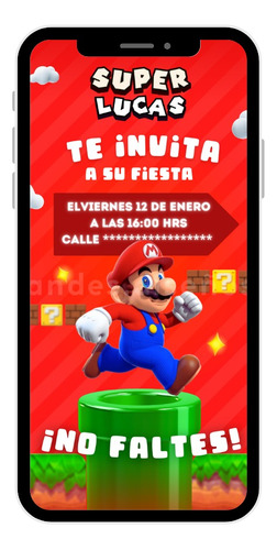 Invitación Digital Mario Bros | Invitación Cumpleaños Mario 