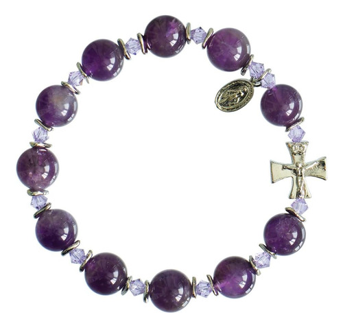 Pulsera Rosario Sinecera Amatista De 10 Mm